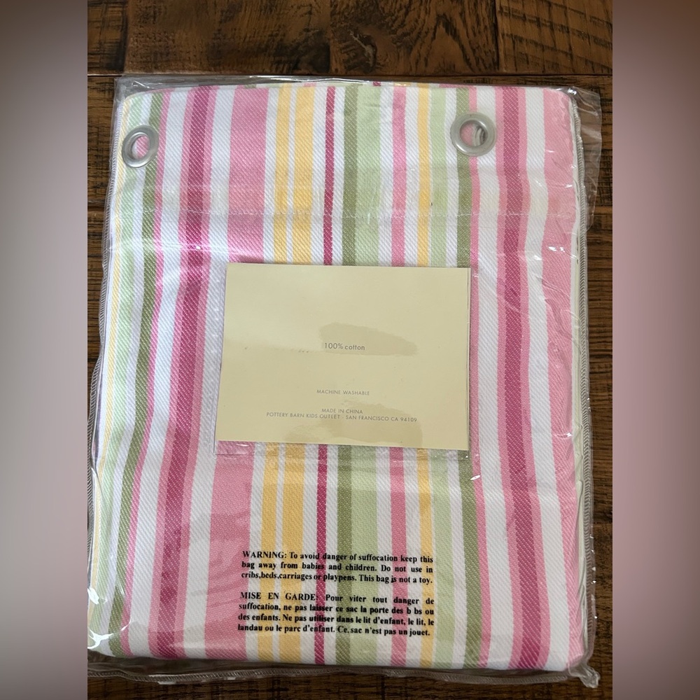 Pottery Barn Kids Striped Shower Curtain - Pink, Yellow, Green - Picture 4 of 4